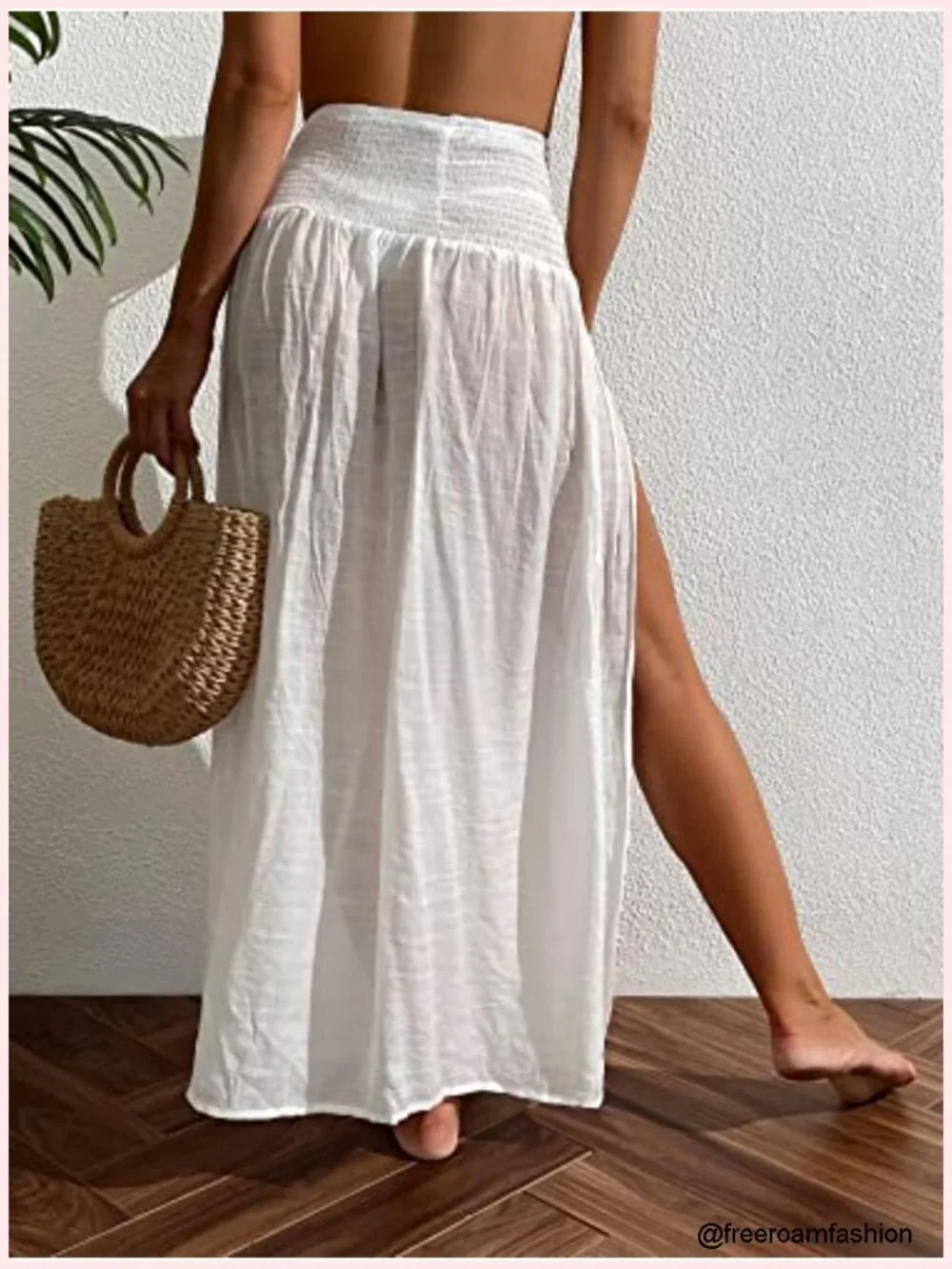 Semi-Sheer High Slit Maxi Swimsuit Coverup Skirt Beach Vacation